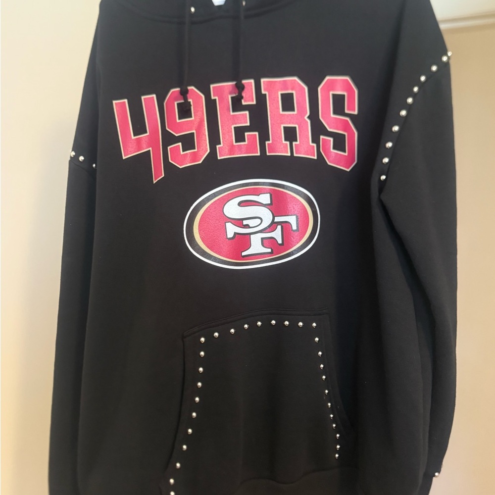 49ers Black Hoodie with Red Accents
